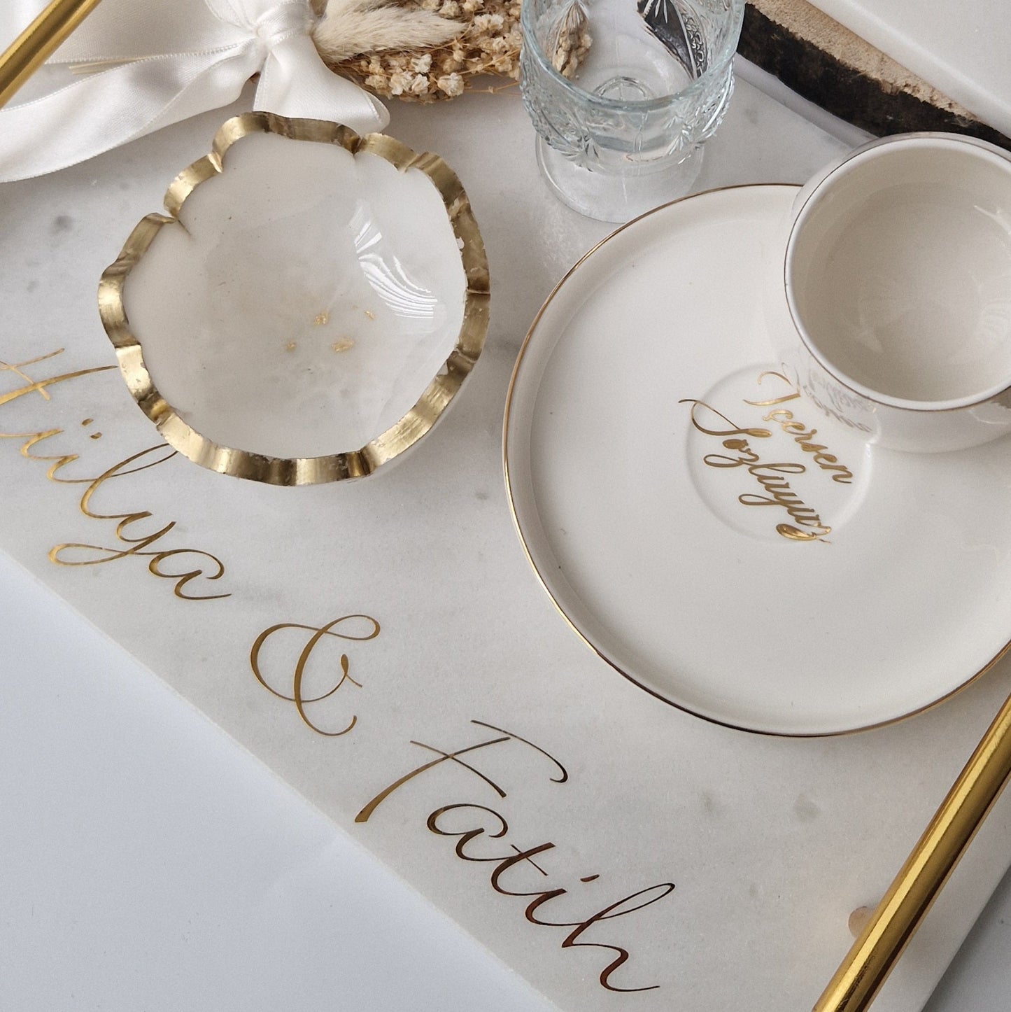 Gold Eternal Roses Wedding Ring & Coffee Tray