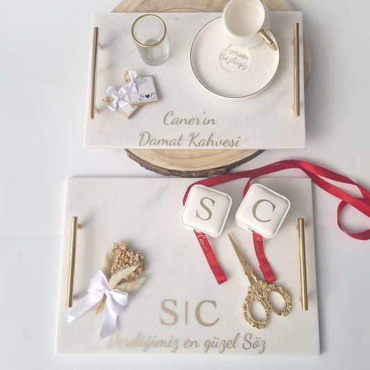 Bandeja para anillos de boda o café