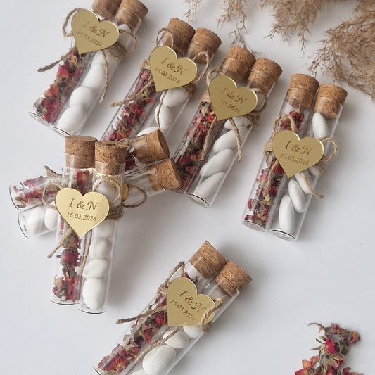 Duo of Vials with Rose Buds and Sugared Almonds