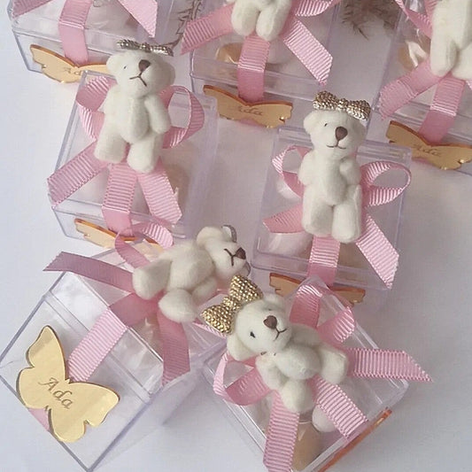 Caja de acrílico y suavidad con osito de peluche