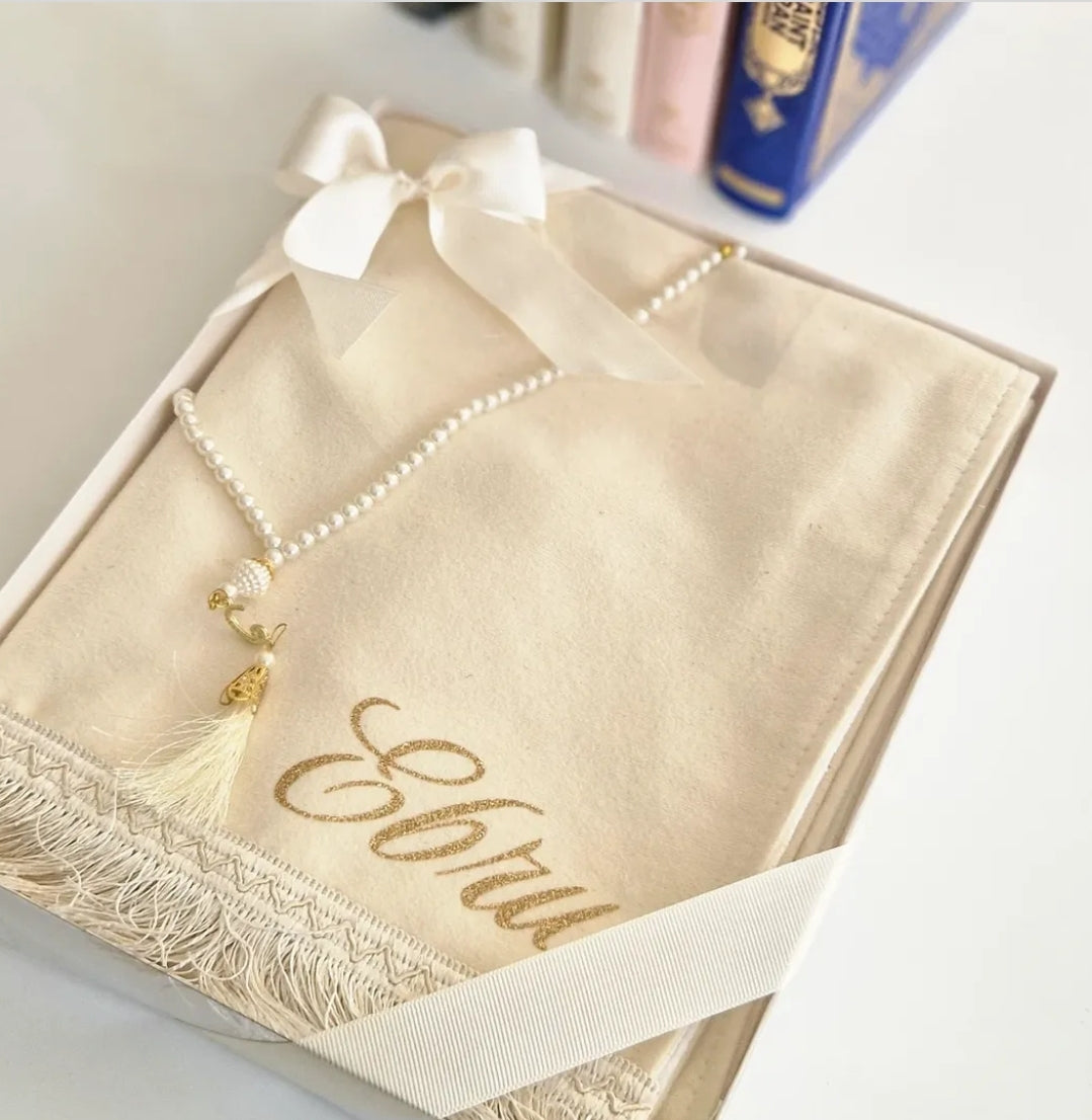 Coffret tapis de prière en velours fin