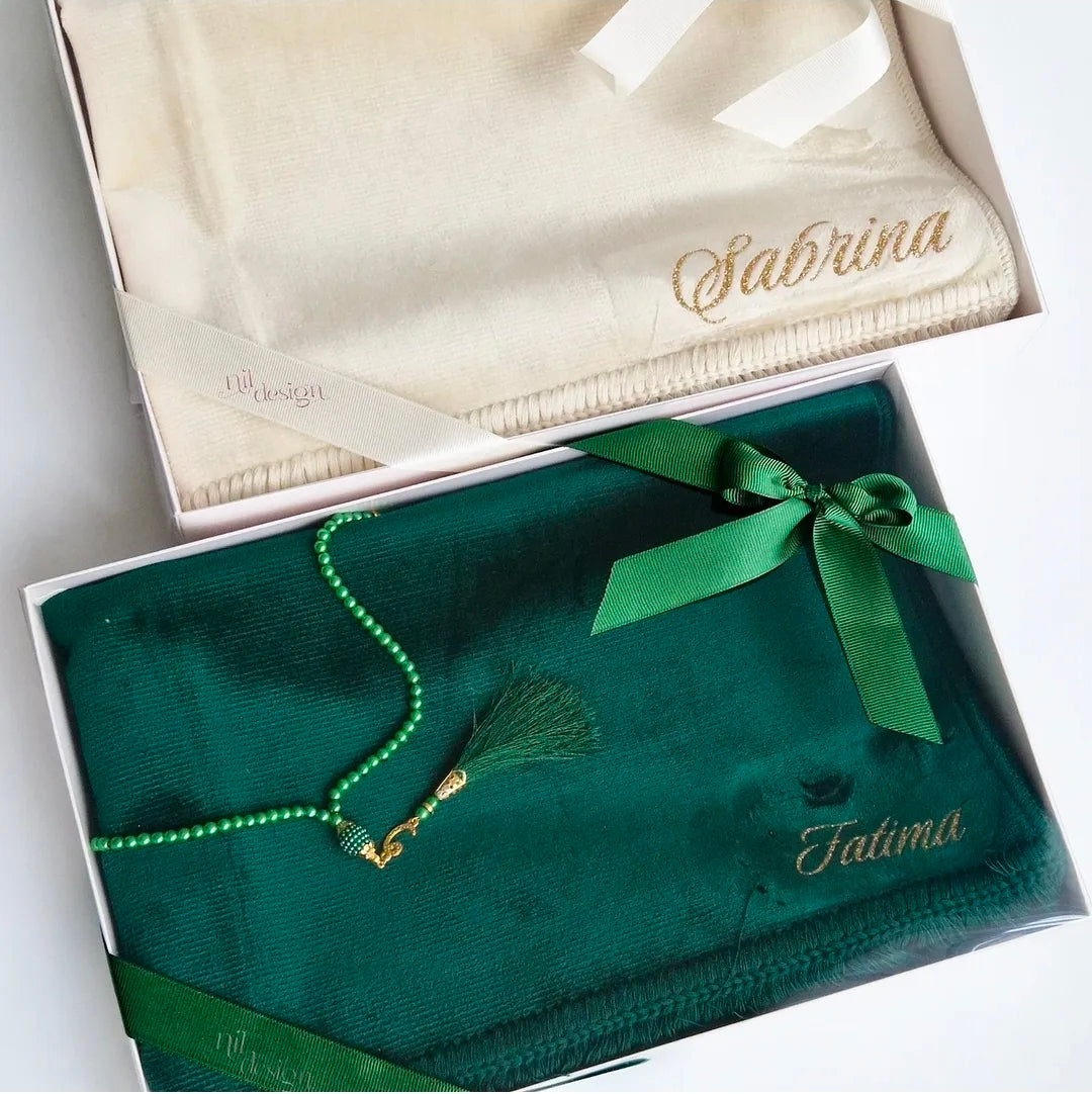 Coffret tapis de prière en velours semi épais
