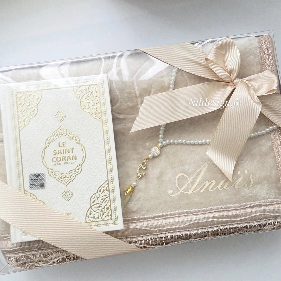 Coffret tapis de prière très épais avec Coran